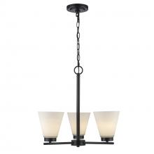 Trans Globe 71805-3 BK - 3LT CHANDELIER-FLARED GLASS-BK
